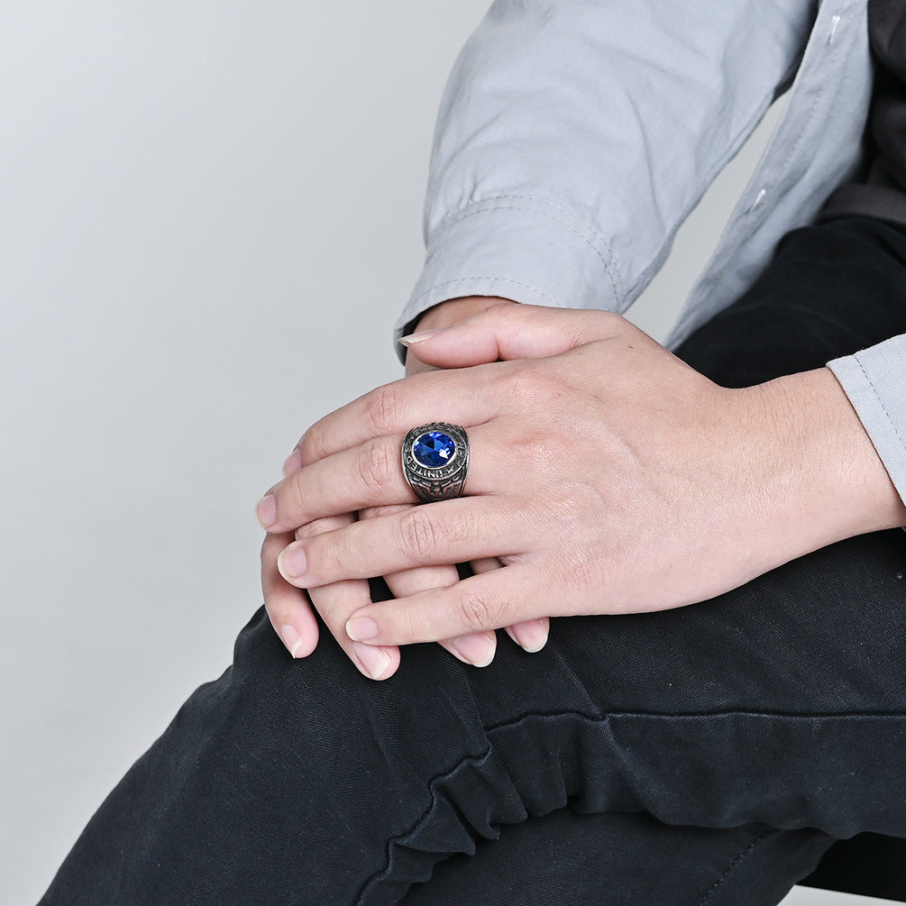Marine Troops Inlay Gemstone Eagle Rings