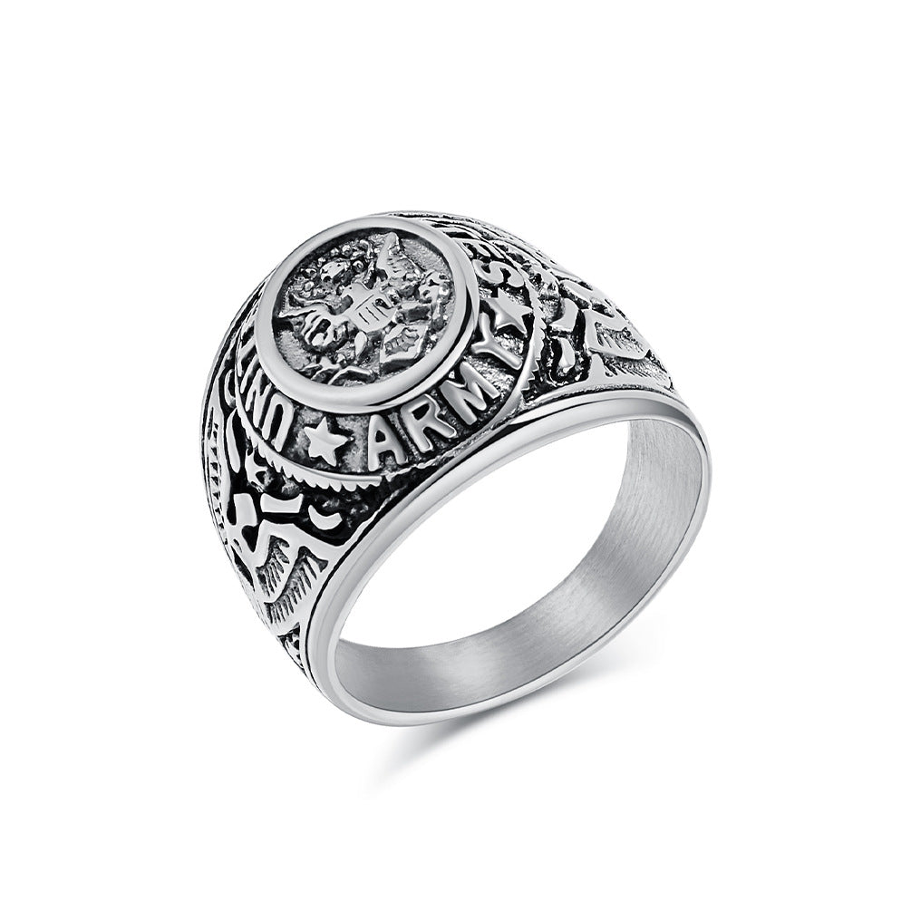 Army Marine Corps White Eagle Stainless Steel Ring