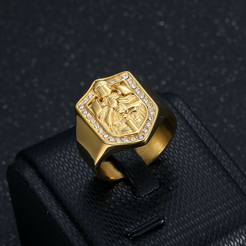 Stainless Steel Shield Templar Men's Ring