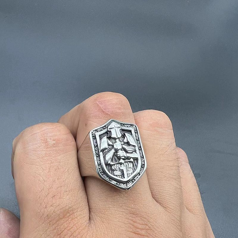 Stainless Steel Templar Crusader Men's Ring