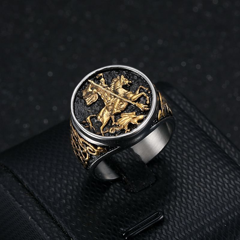 Saint George Dragon Slayer Knight Men's Signet Ring