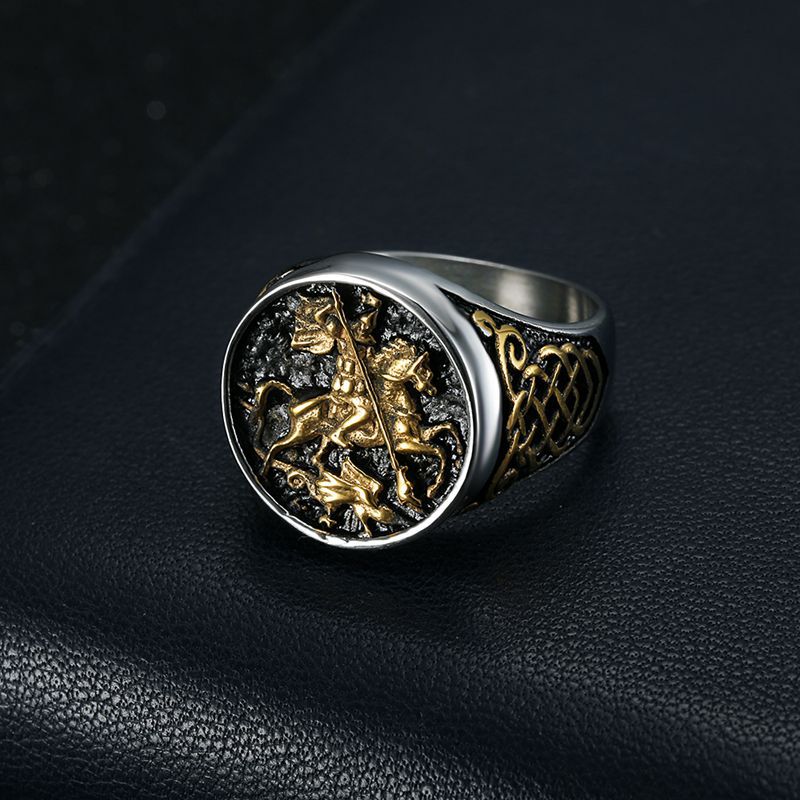 Saint George Dragon Slayer Knight Men's Signet Ring