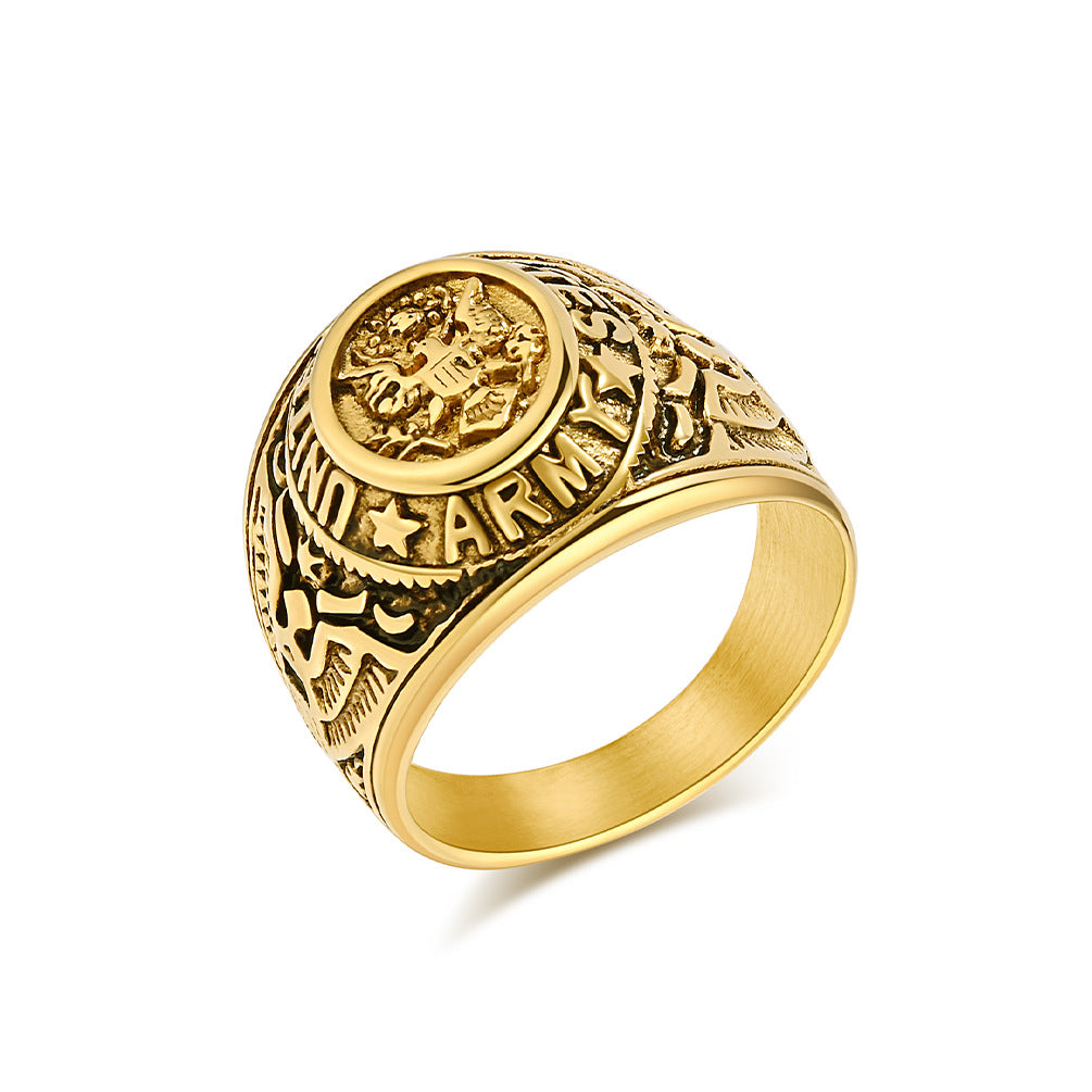 Army Marine Corps White Eagle Stainless Steel Ring