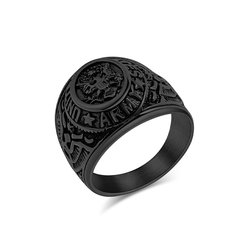 Army Marine Corps White Eagle Stainless Steel Ring