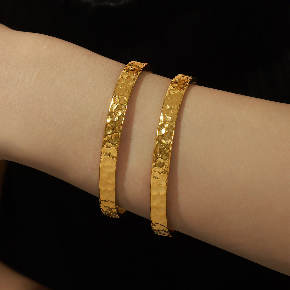 Stainless Steel Regular Concave and Convex Surface Cuff Bracelet