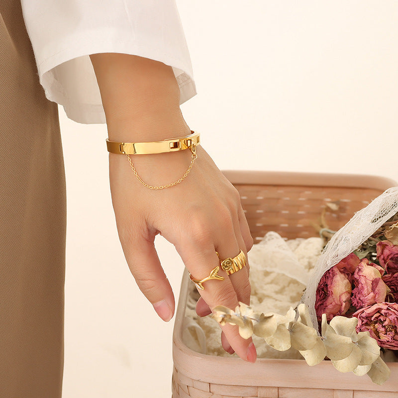 Stainless Steel Chain Tassel Buckle Bracelet