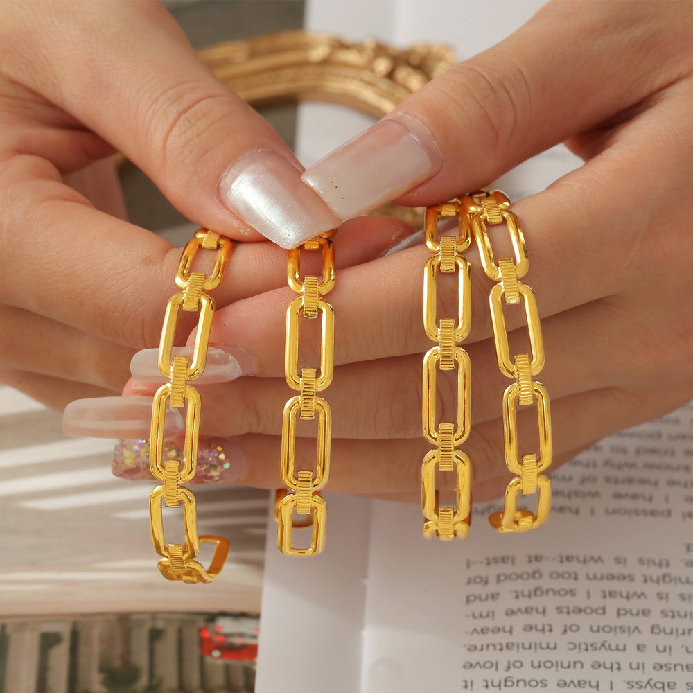 Stainless Steel Paperclip Chain Shape Cuff Bracelet