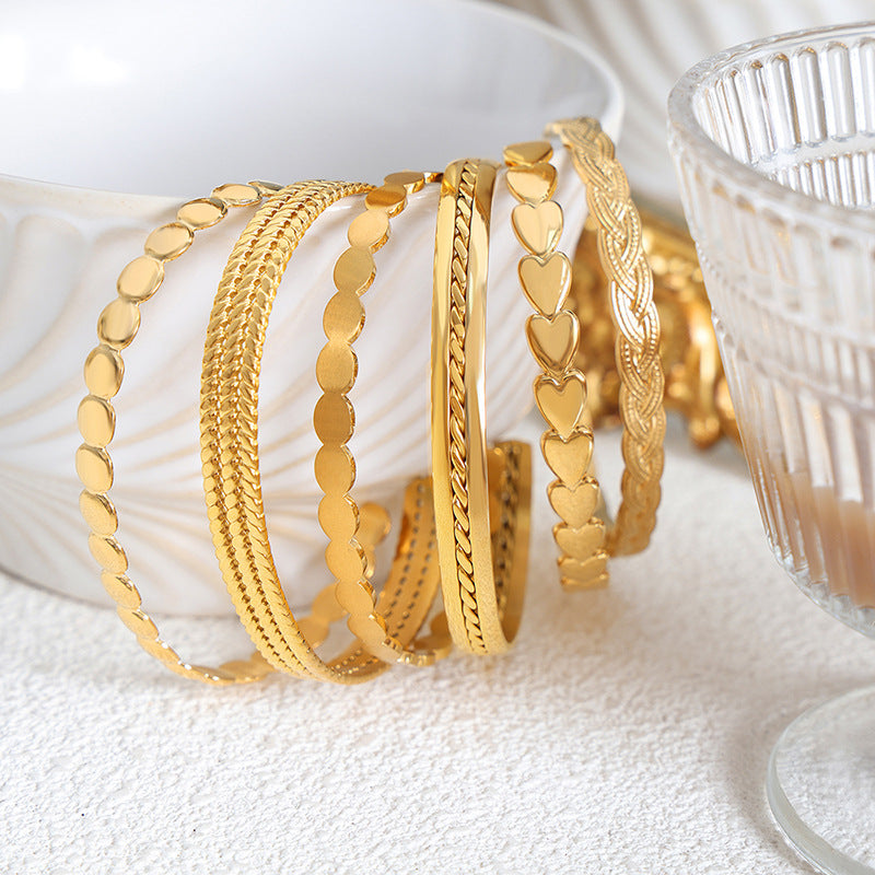 Stainless Steel Personalized Geometric Texture Cuff Bracelet