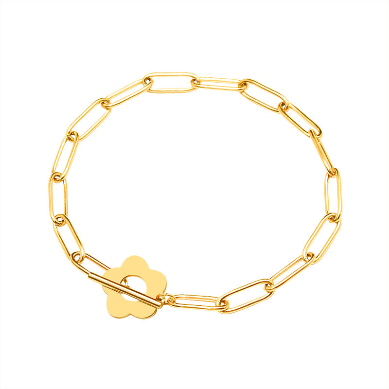 Daisy Paper Clip Chain Stainless Steel Bracelet