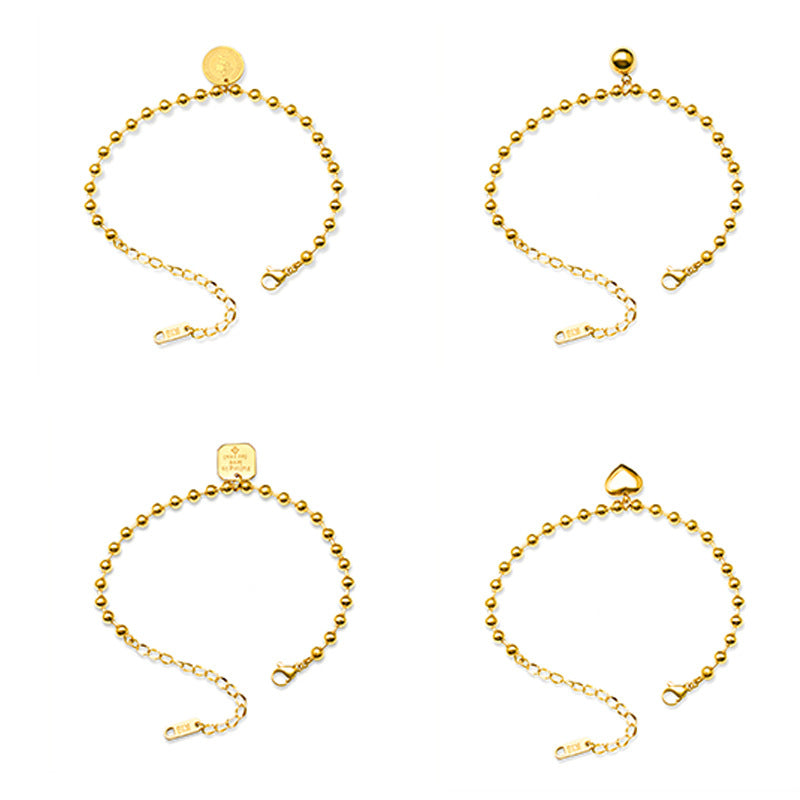 Stainless Steel Beaded Chain Pendant Bracelet