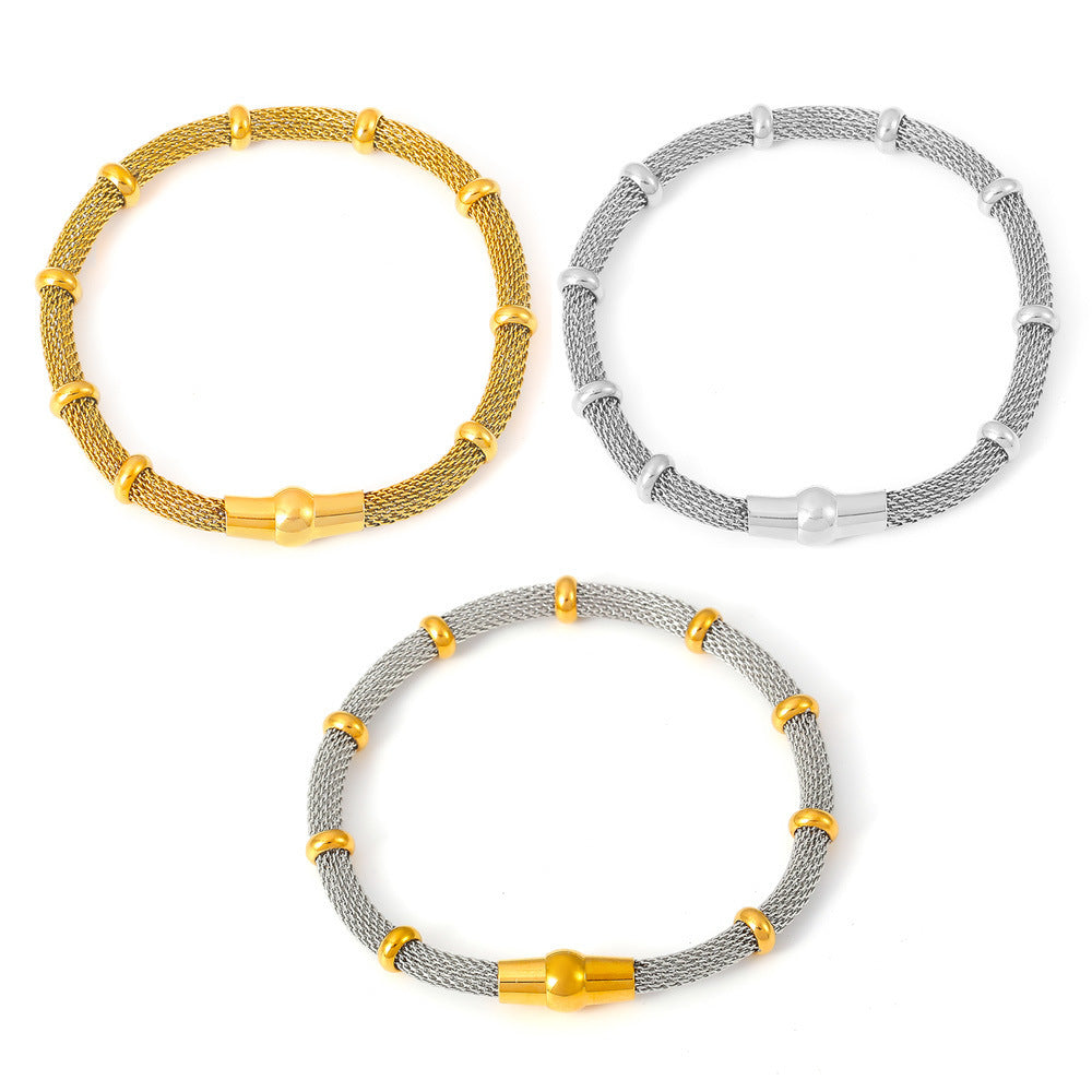 Metal Mesh Round Stainless Steel Bracelet