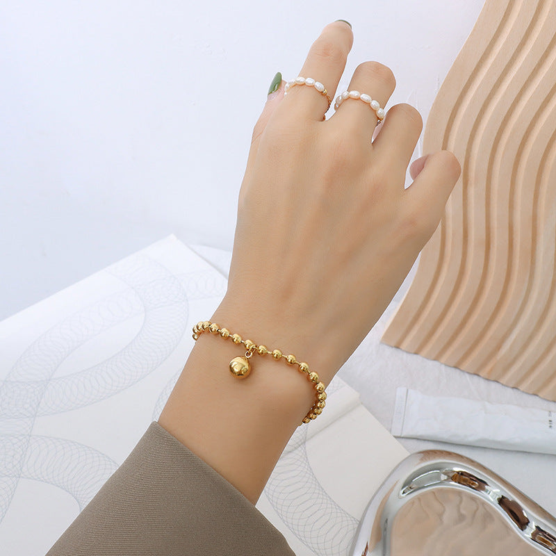 Stainless Steel Beaded Chain Pendant Bracelet