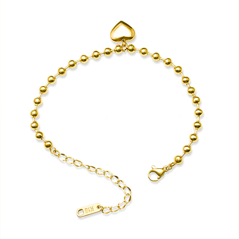 Stainless Steel Beaded Chain Pendant Bracelet