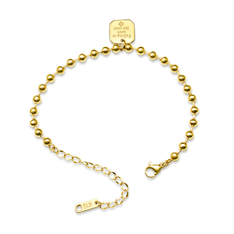 Stainless Steel Beaded Chain Pendant Bracelet