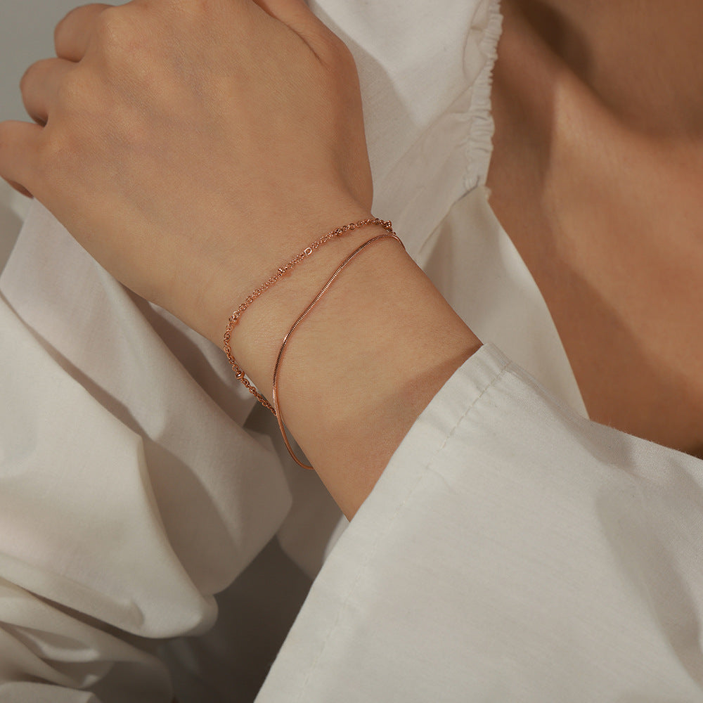 Stainless Steel Lobster Clasp Double Layer Bracelet
