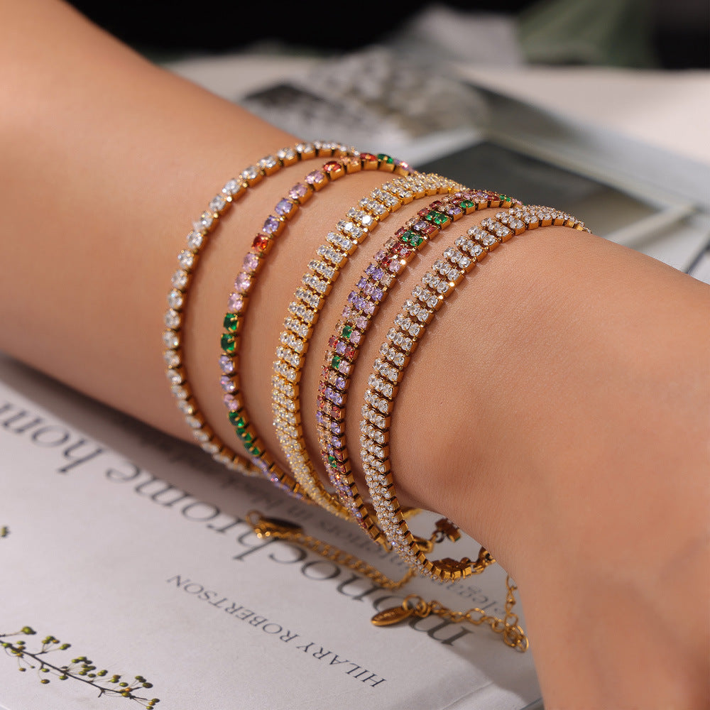 Elegant Cubic Zirconia Stainless Steel Bracelet