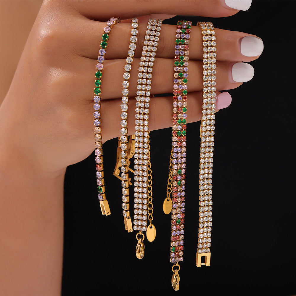 Elegant Cubic Zirconia Stainless Steel Bracelet