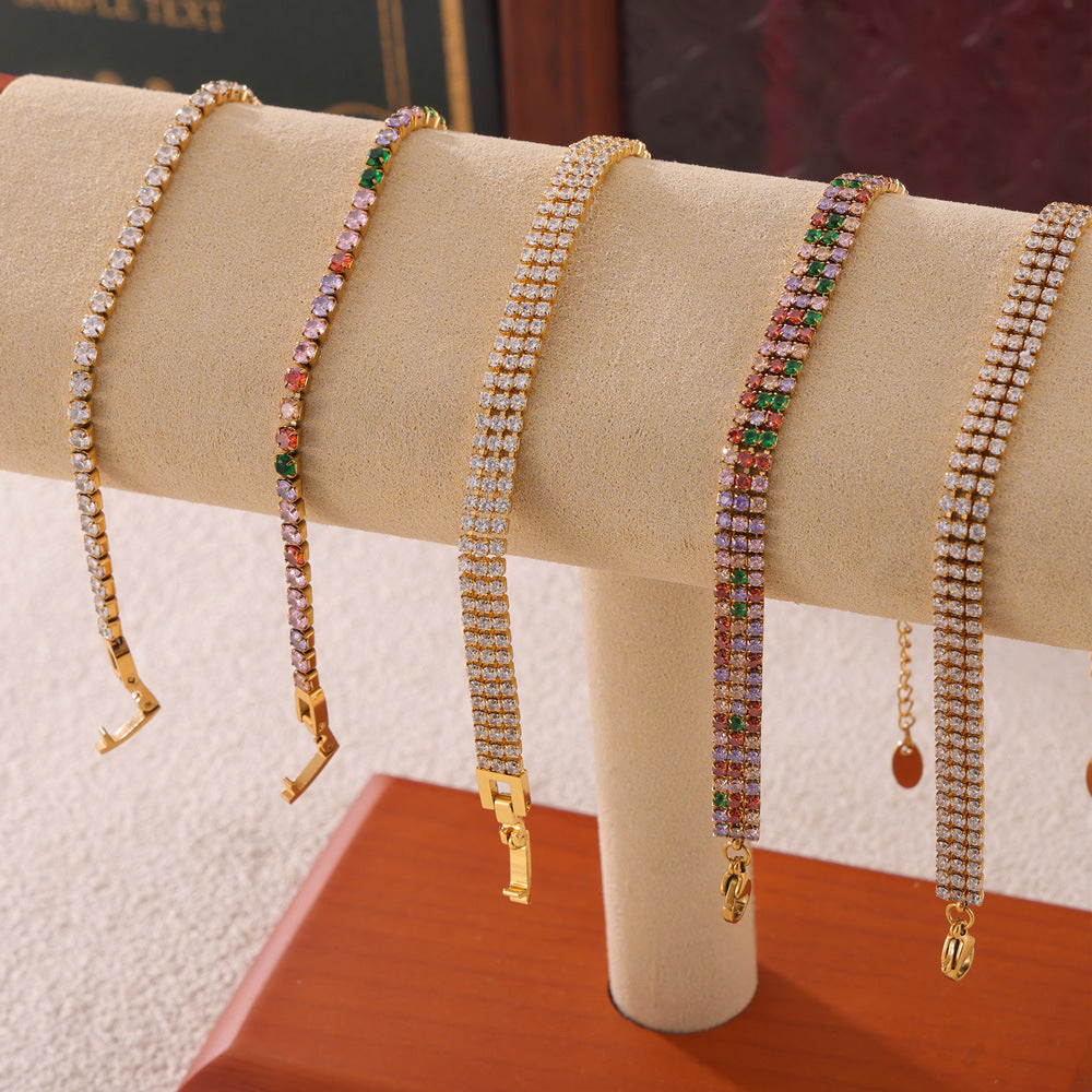 Elegant Cubic Zirconia Stainless Steel Bracelet