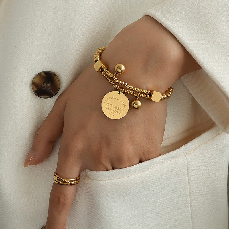 Stainless Steel Ball Chain Double Layer Bracelet