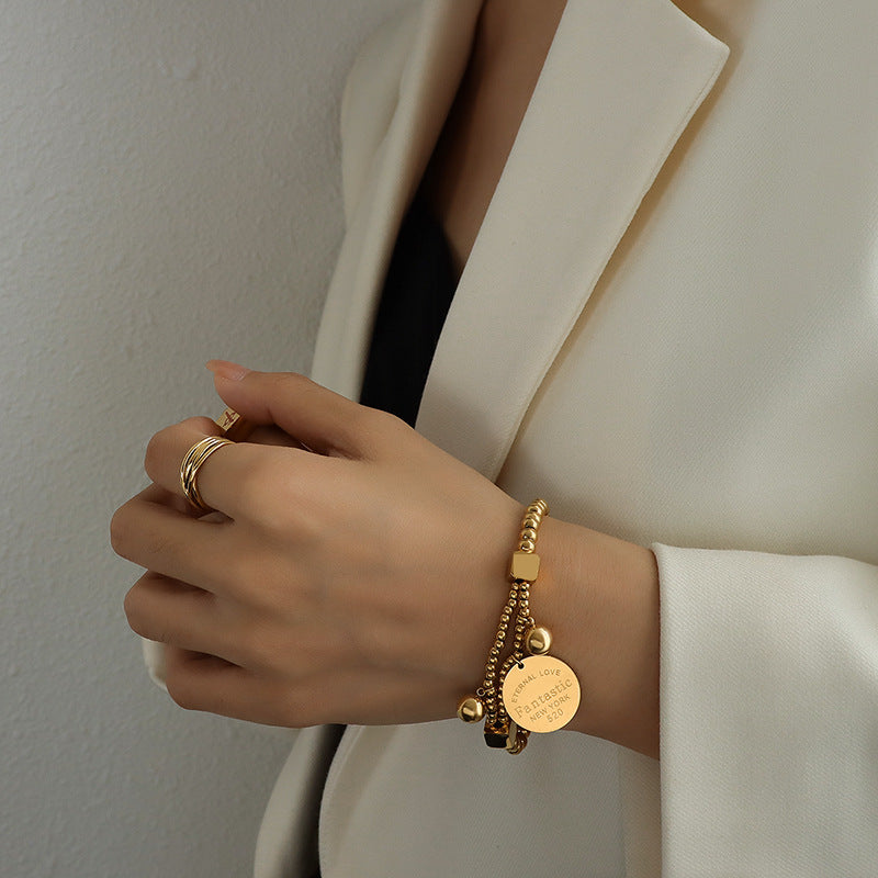 Stainless Steel Ball Chain Double Layer Bracelet