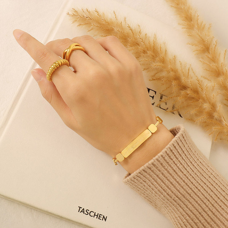 Stainless Steel English Lettering Bracelet