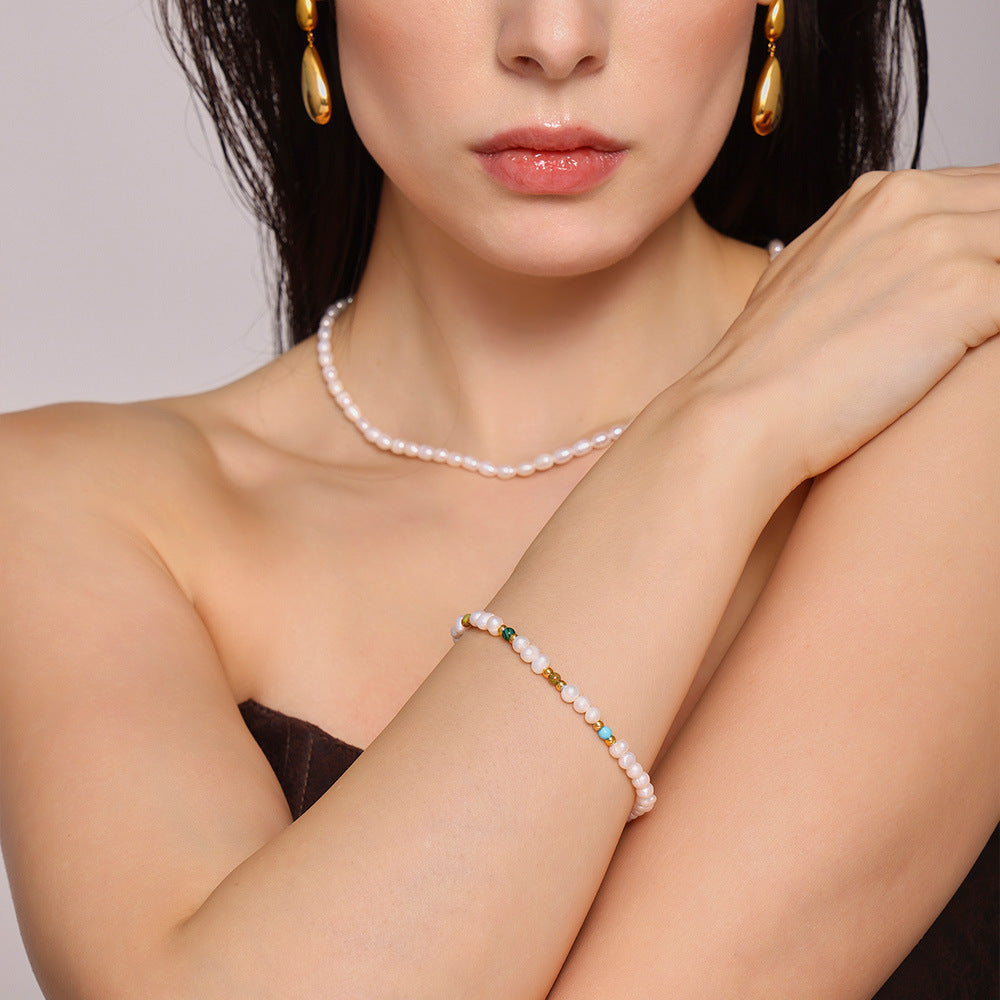Natural Stone Freshwater Pearl Bracelet