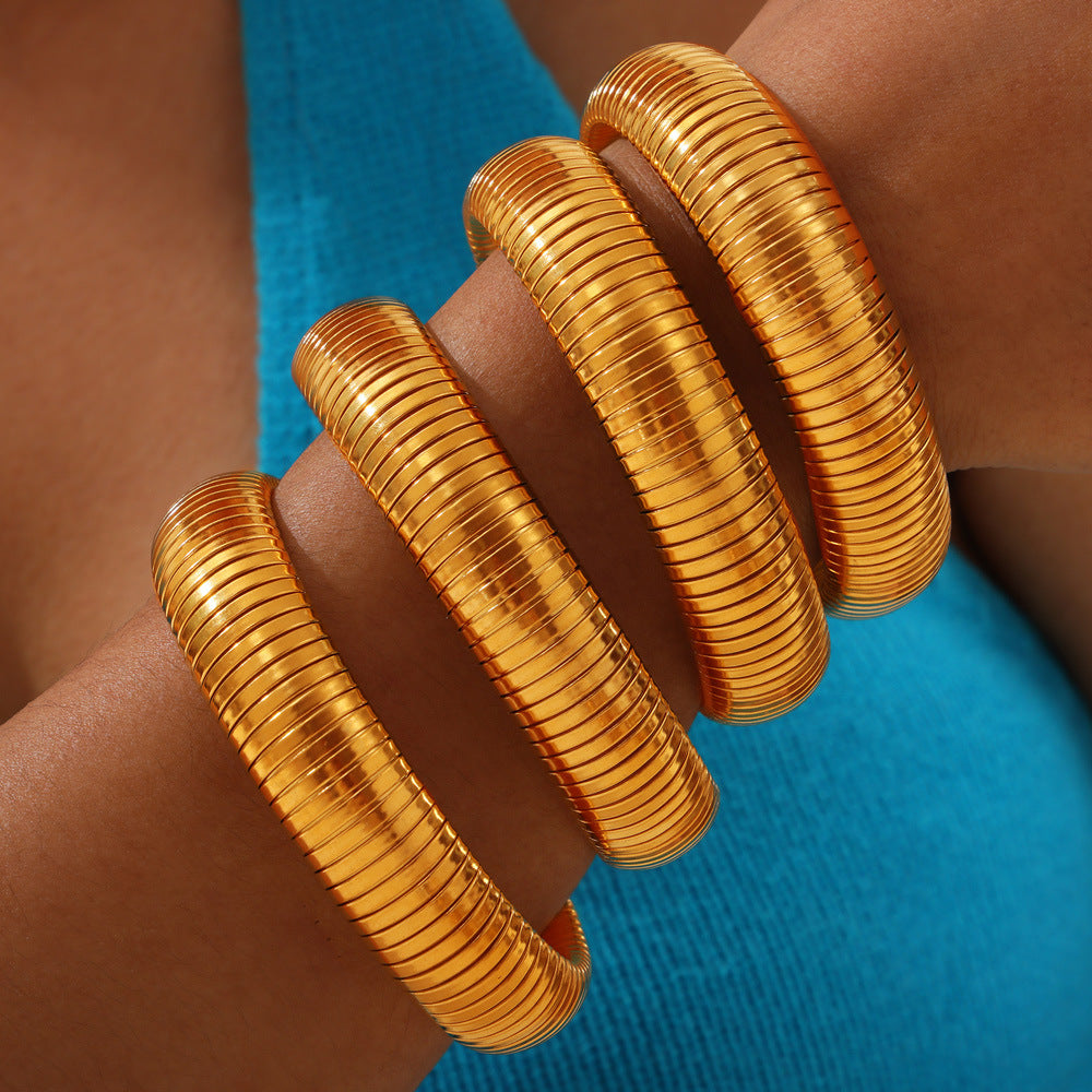 Stainless Steel Elastic Stripe Bracelet