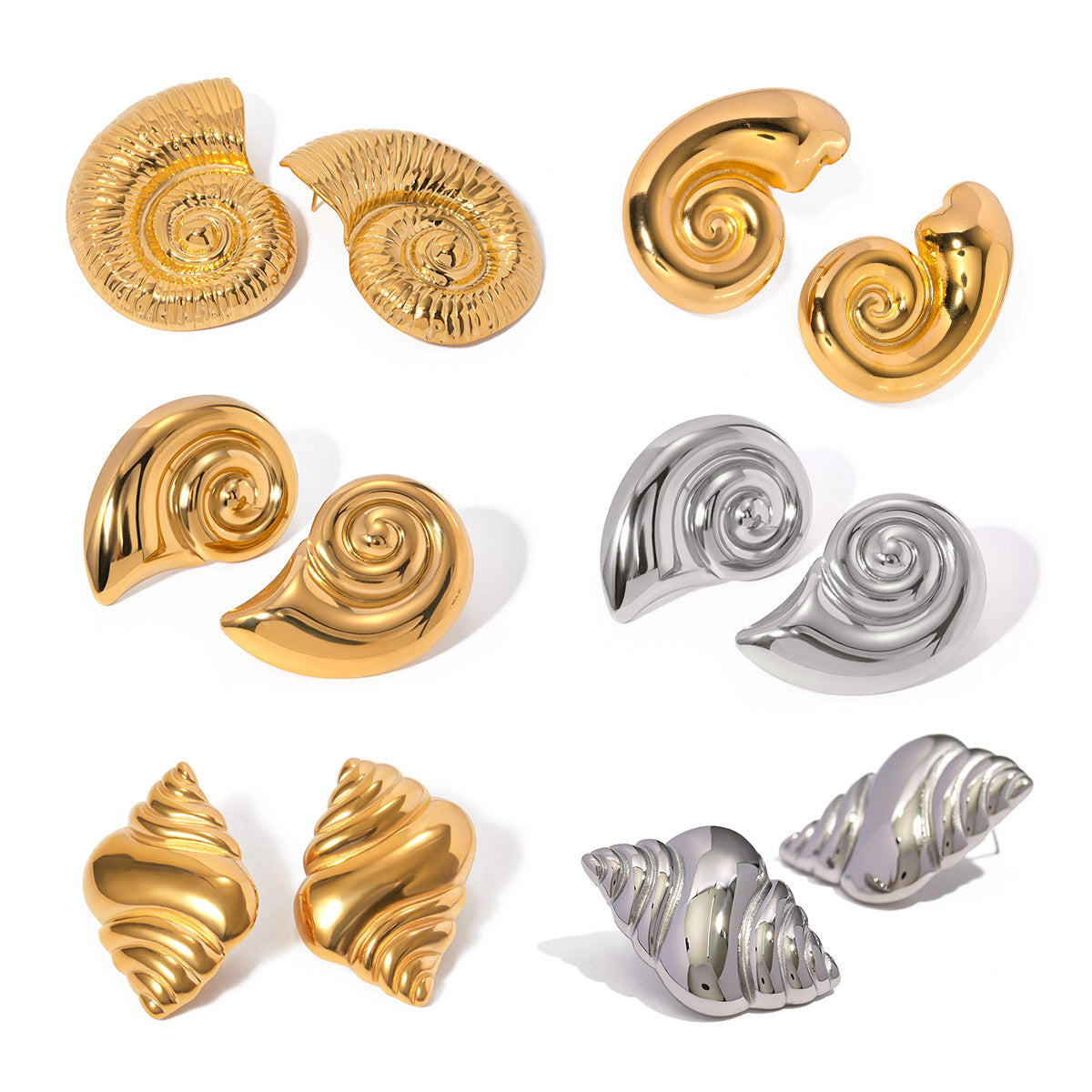 Stainless Steel Beach Style Conch Ocean Earrings