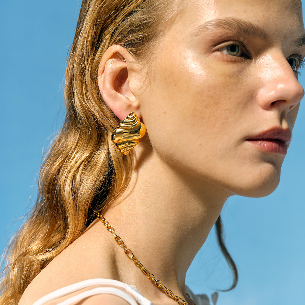 Stainless Steel Beach Style Conch Ocean Earrings