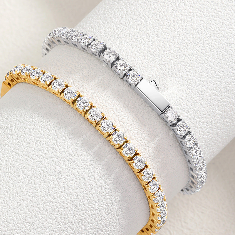 Stainless Steel Inlaid Cubic Zirconia Tennis Bracelet