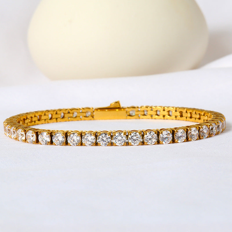 Stainless Steel Inlaid Cubic Zirconia Tennis Bracelet