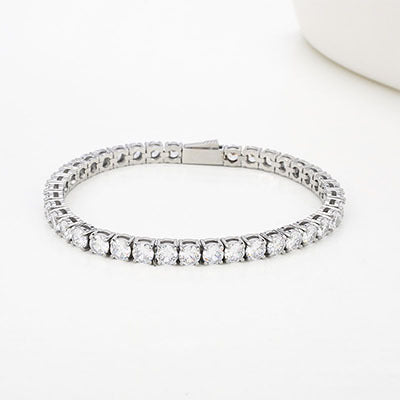 Stainless Steel Inlaid Cubic Zirconia Tennis Bracelet