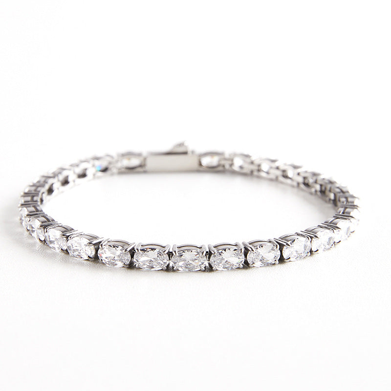 4x6mm Oval Cubic Zirconia Tennis Bracelet