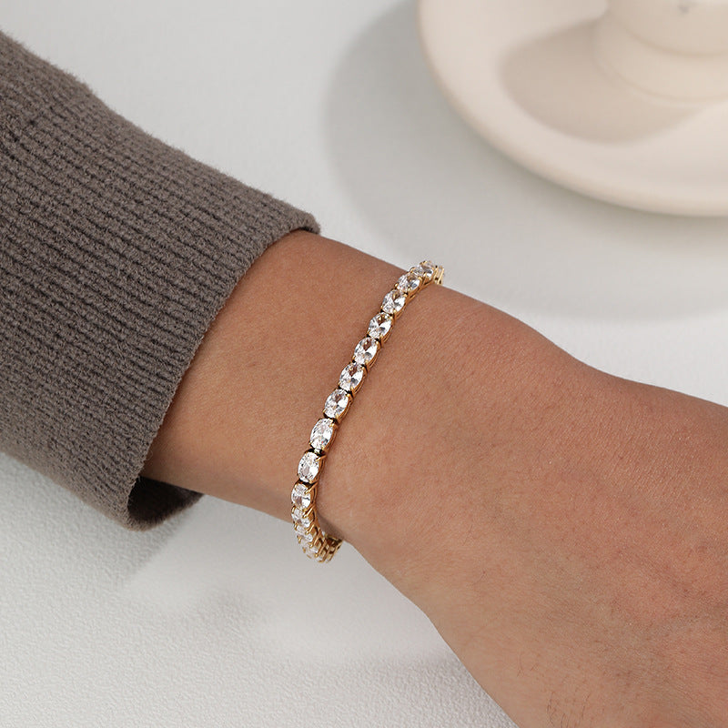 4x6mm Oval Cubic Zirconia Tennis Bracelet