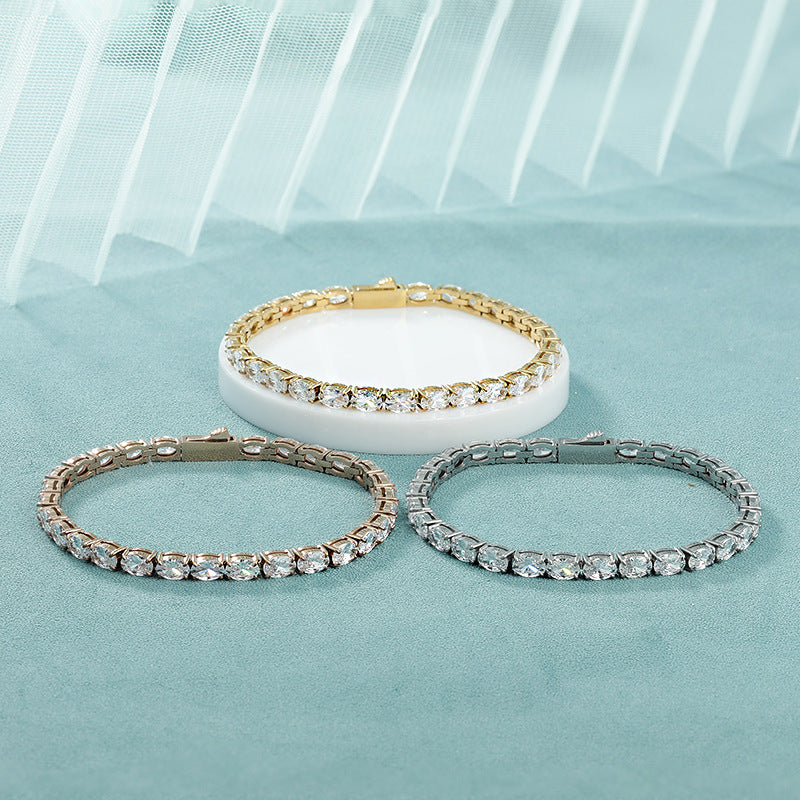 4x6mm Oval Cubic Zirconia Tennis Bracelet