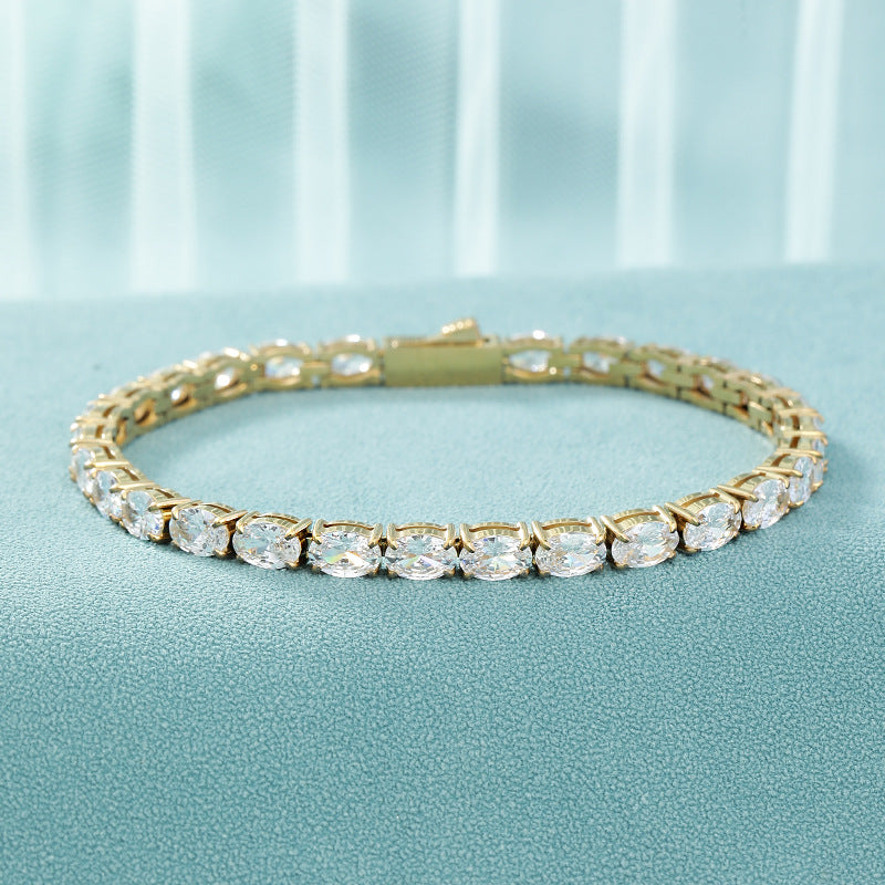 4x6mm Oval Cubic Zirconia Tennis Bracelet