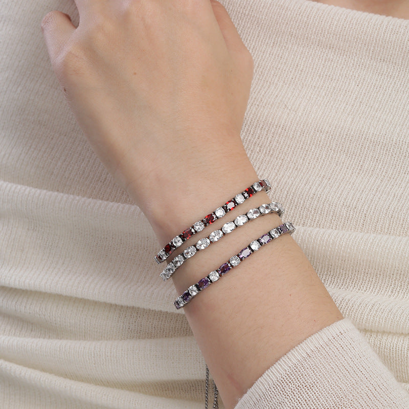 4mm Colored Stone Gradient Adjustable Tennis Bracelet