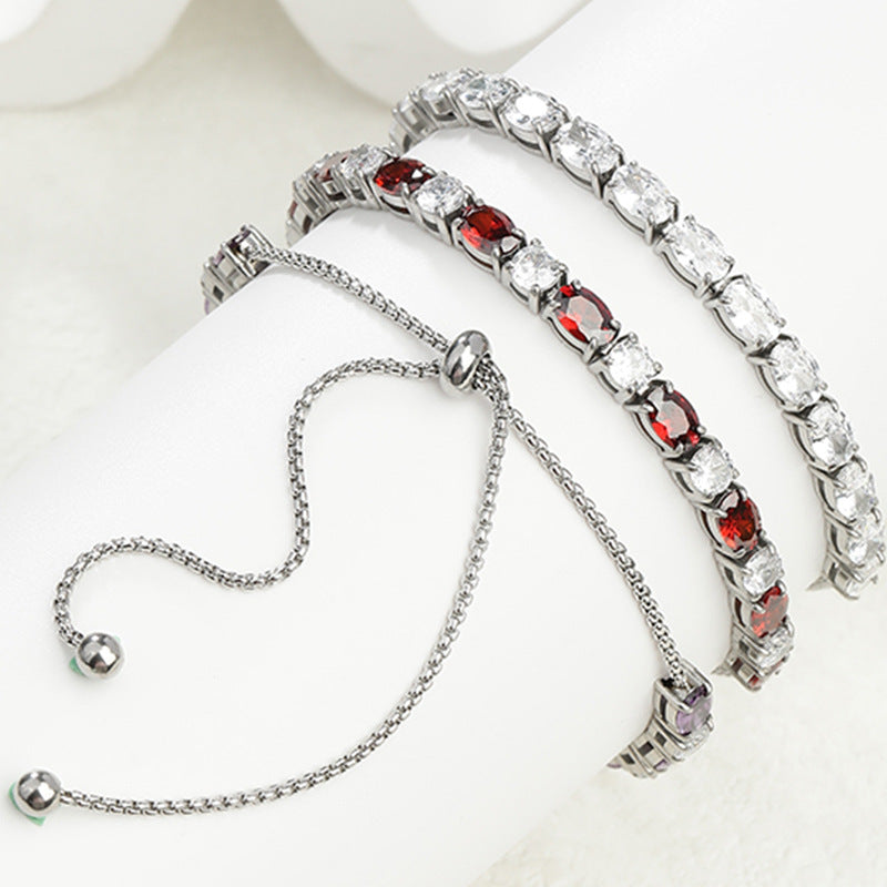 4mm Colored Stone Gradient Adjustable Tennis Bracelet