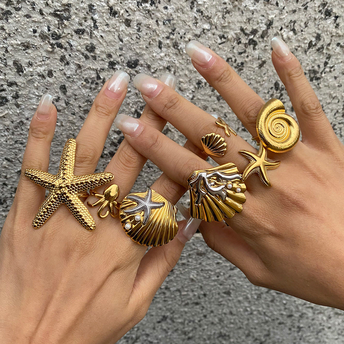 Stainless Steel Ocean Series Ring Combination