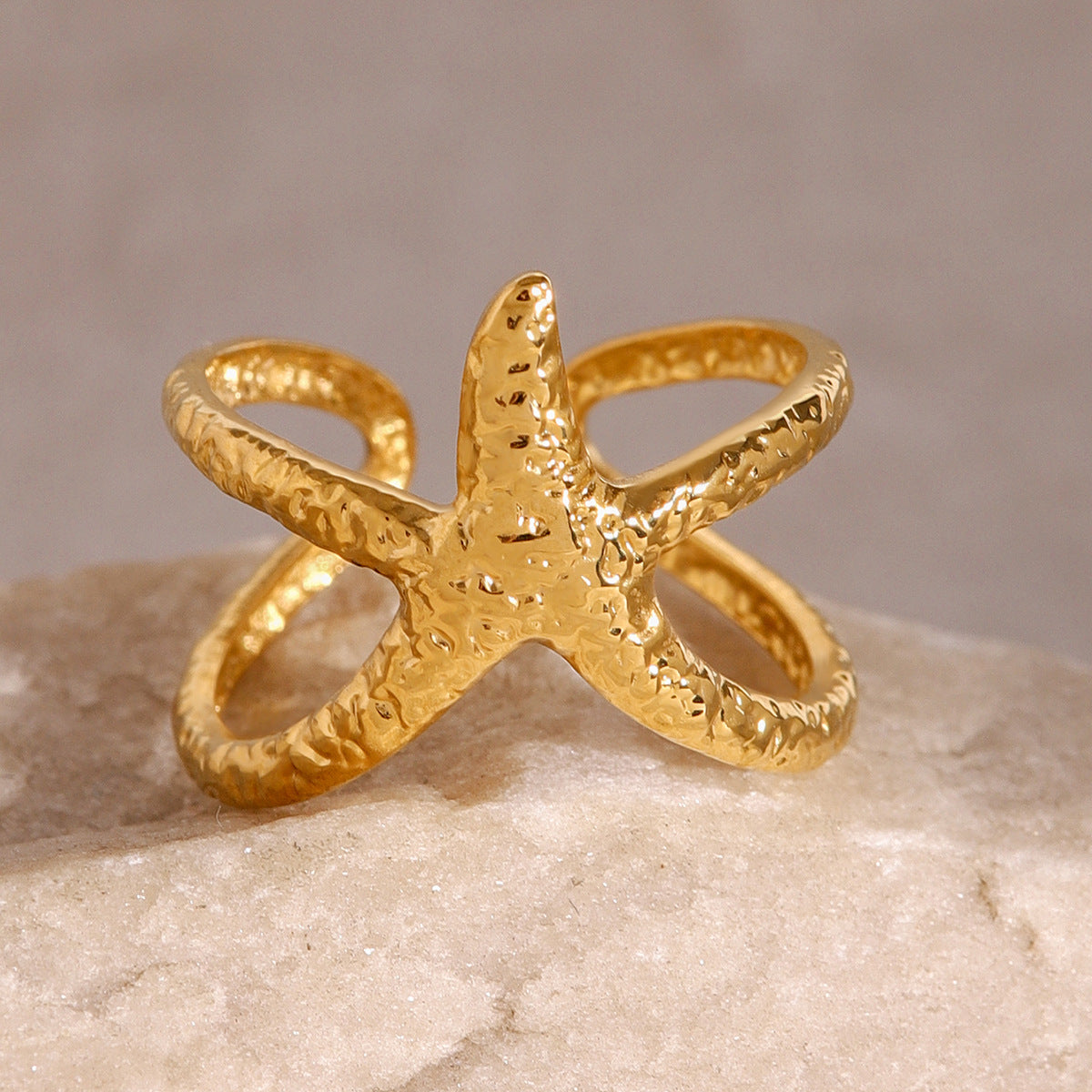 Stainless Steel Open Starfish Ring
