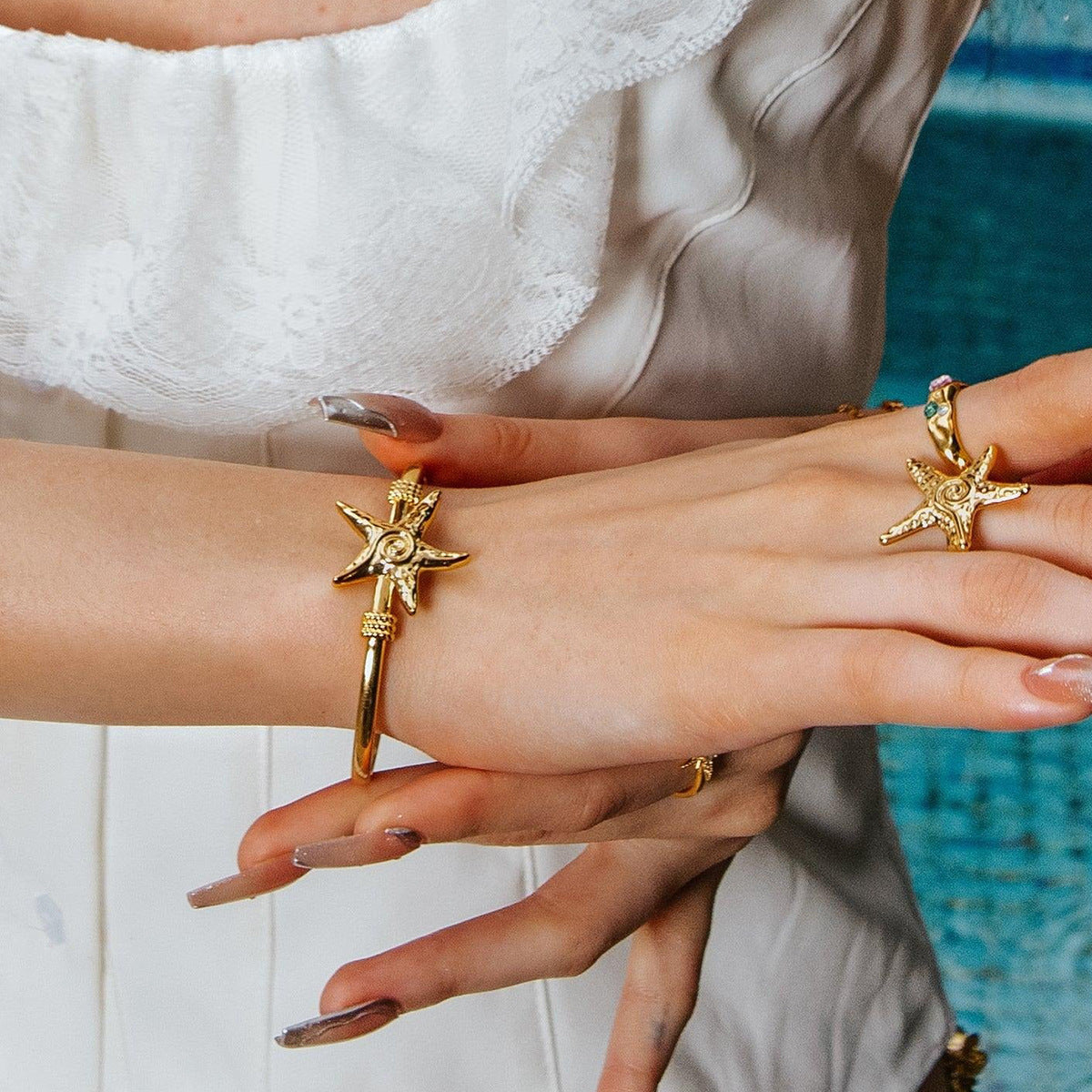 Stainless Steel Starfish Cuff Bracelet