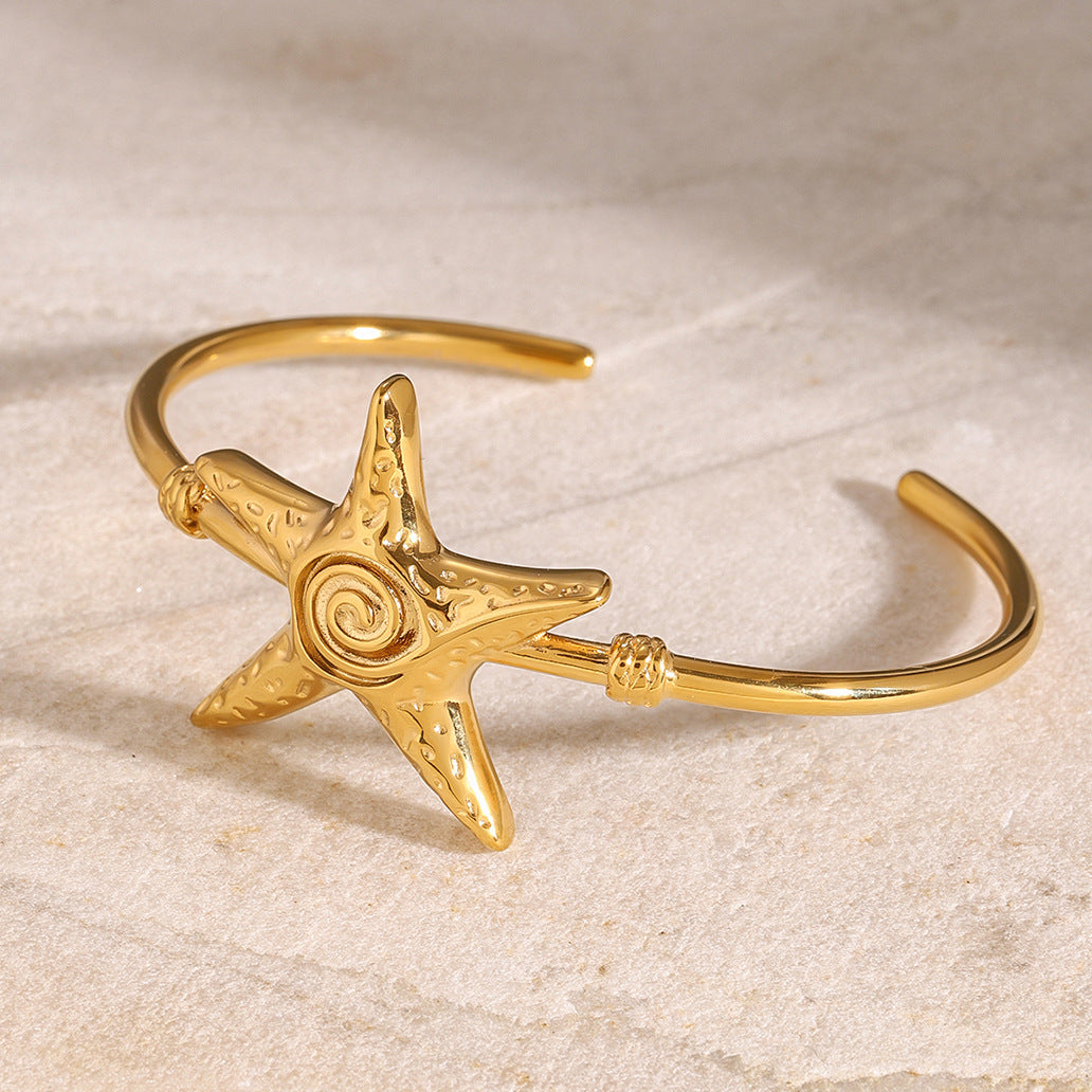 Stainless Steel Starfish Cuff Bracelet