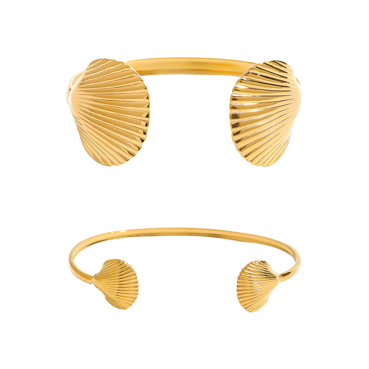Stainless Steel 18K Gold PVD Shell Cuff Bracelet