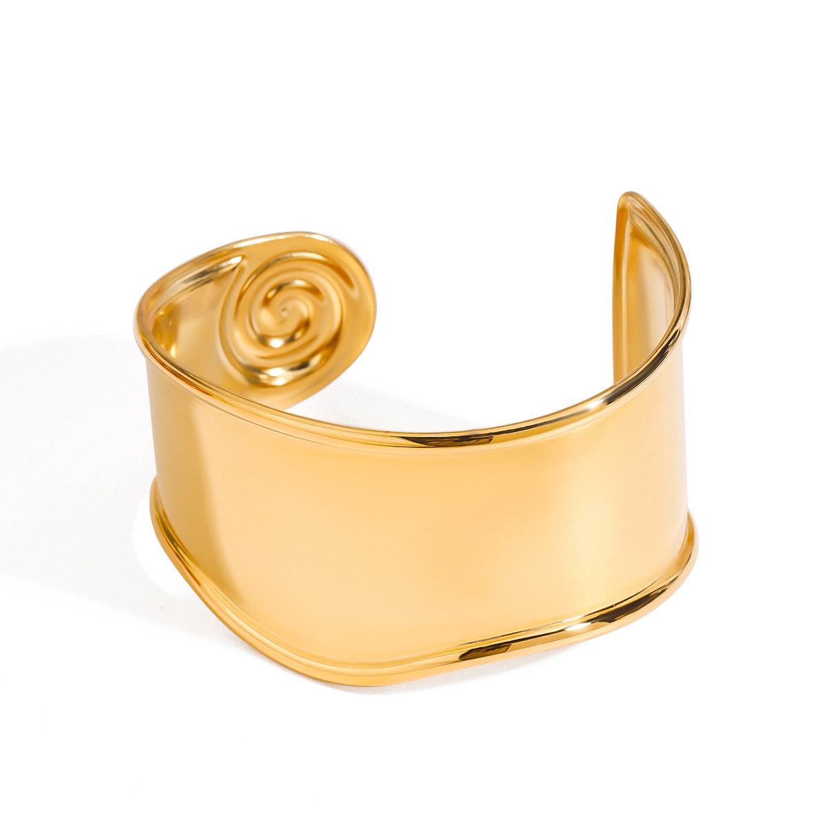 Spiral Smooth Stainless Steel Wide Face Bracelet