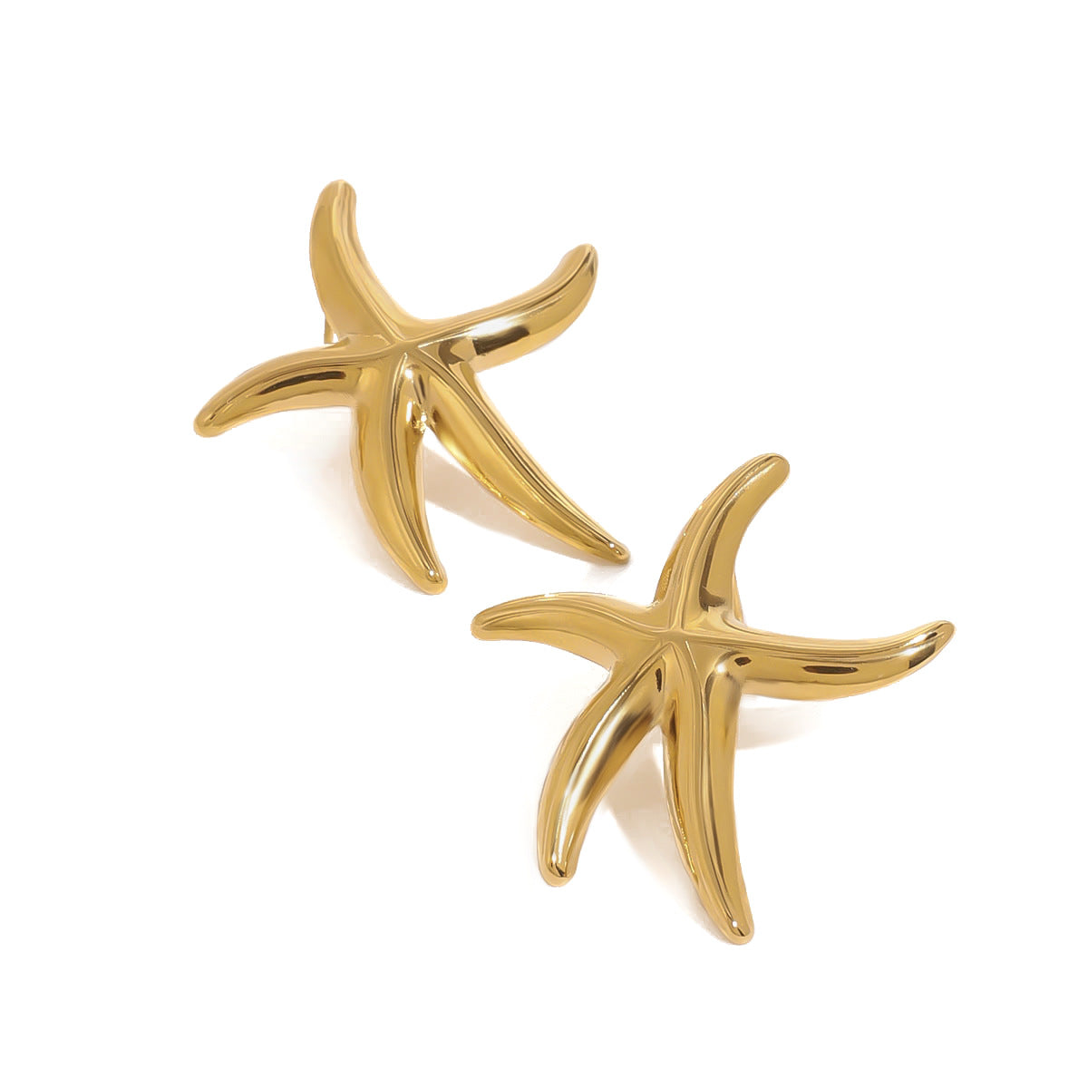 Stainless Steel 18K Gold PVD Starfish Stud Earrings