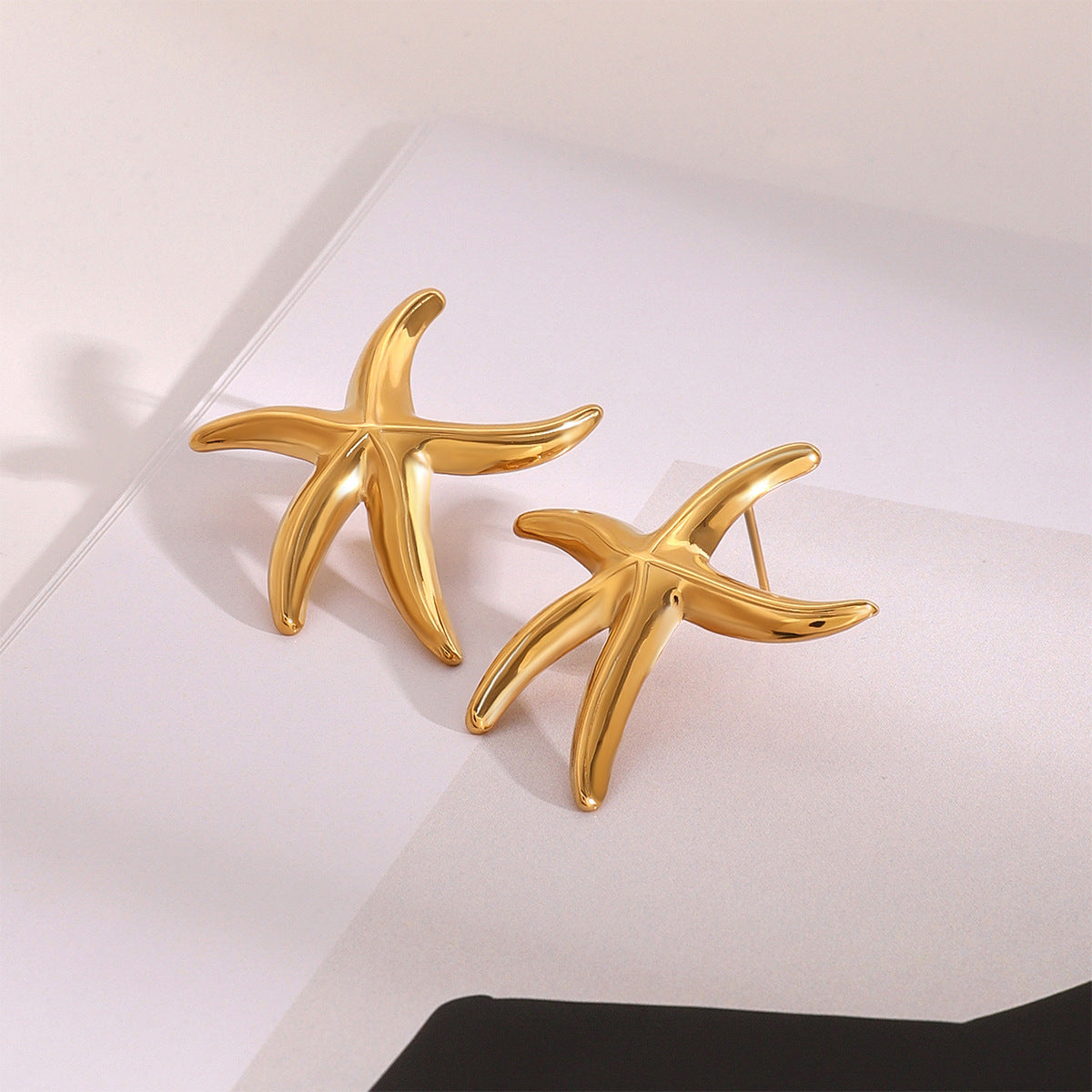 Stainless Steel 18K Gold PVD Starfish Stud Earrings