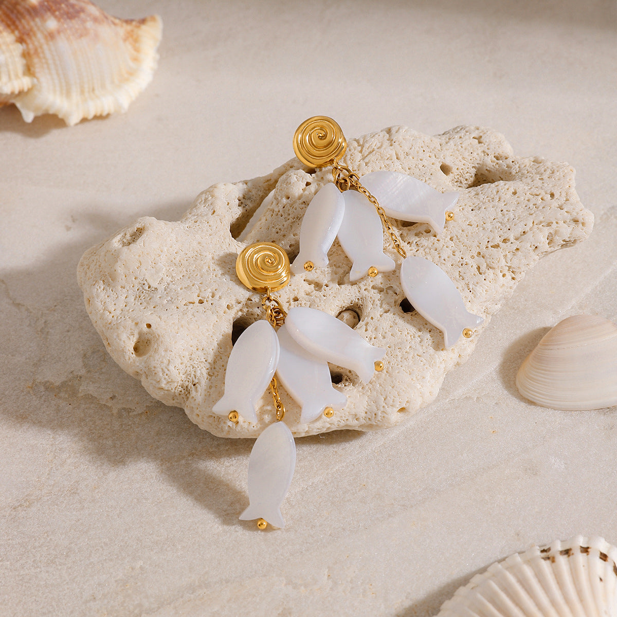 Stainless Steel Vacation Style Shell Earrings
