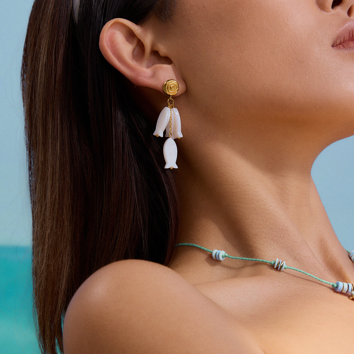Stainless Steel Vacation Style Shell Earrings
