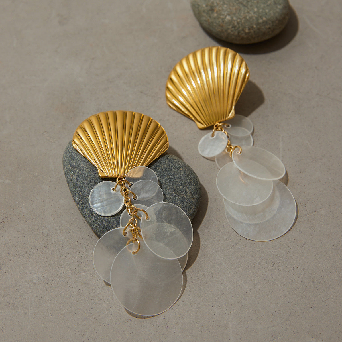 Stainless Steel Shell Tassel Earrings