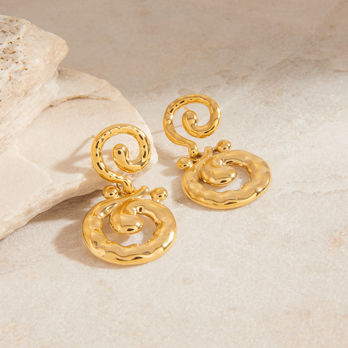 Stainless Steel Conch Pendant Earrings